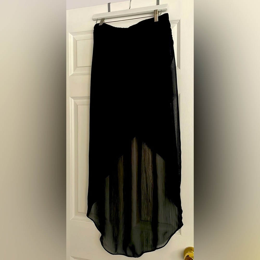 Express black mini skirt with high low sheer overlay size S